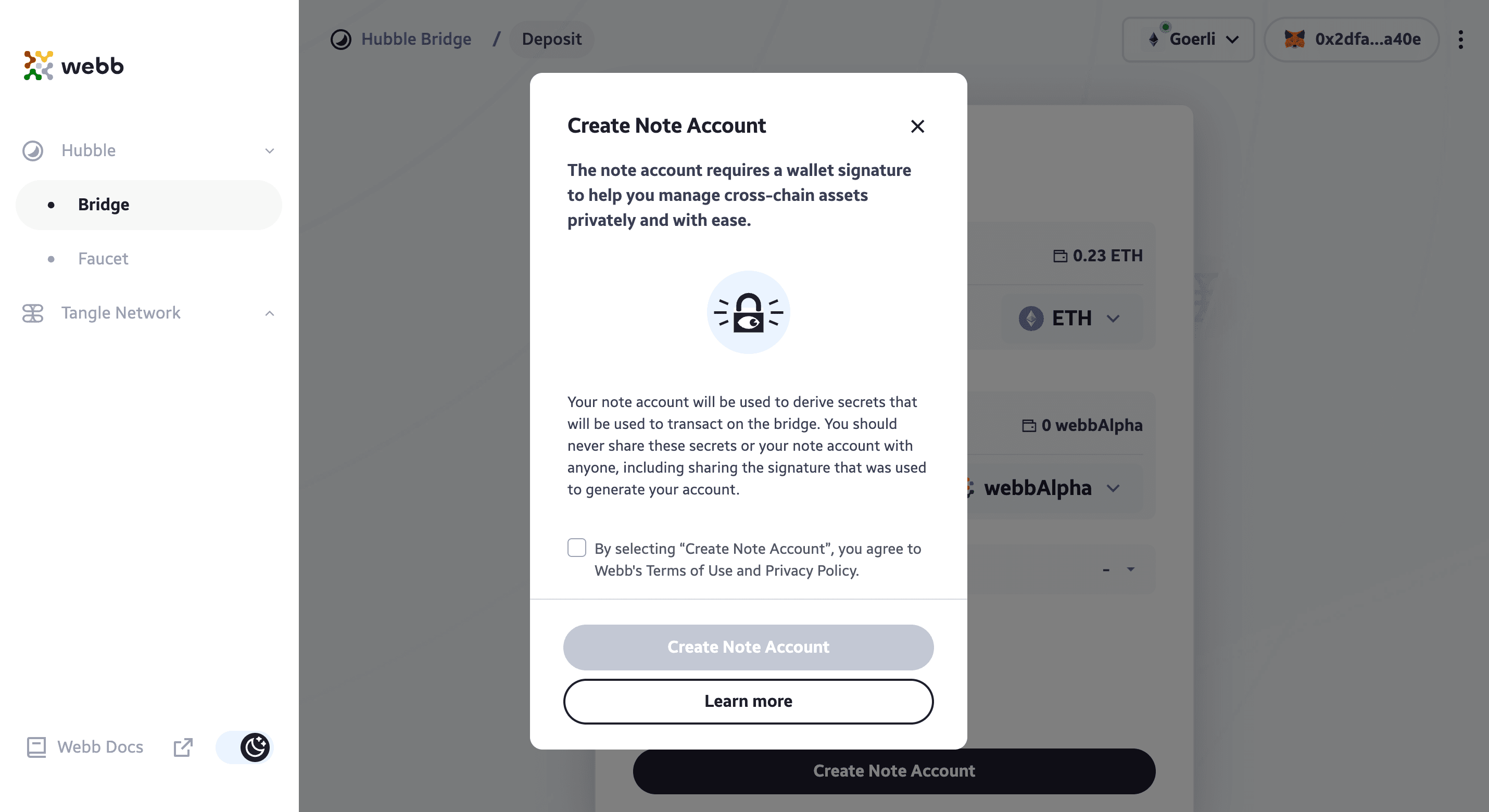 create account prompt light